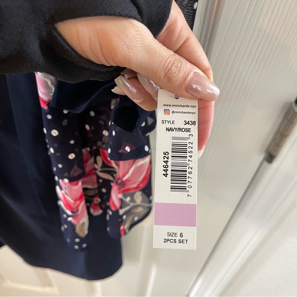 R & M Richards Womens Floral Jacket Dress With Removable Necklace - Picture 8 of 14